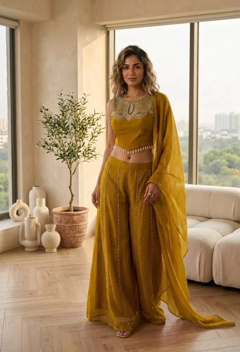 Mustard Yellow Stylish Indo Western