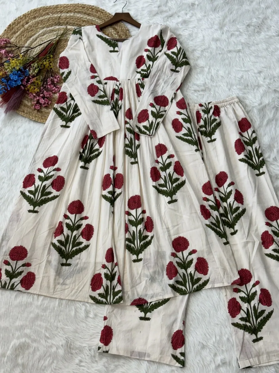 Office Wear Cotton Kurti Bottom Set