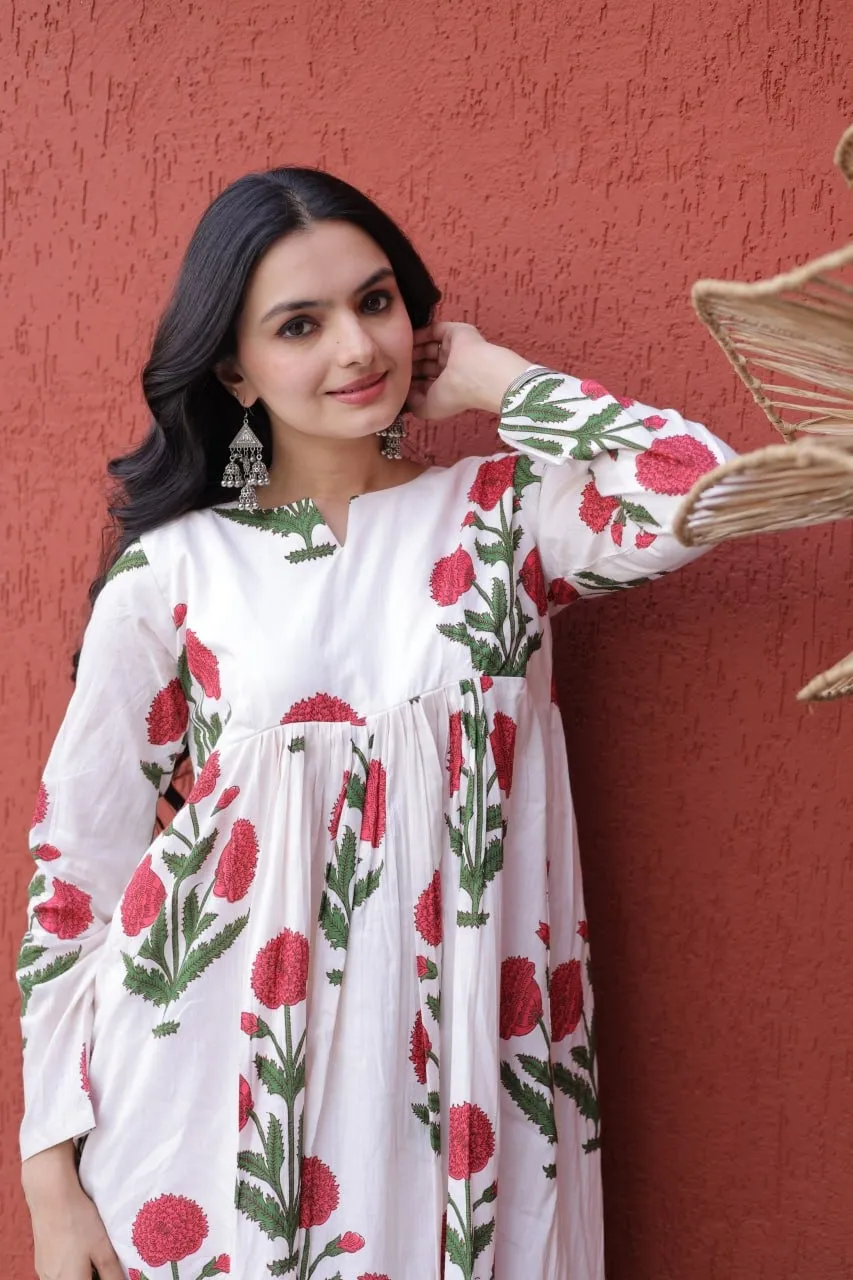 Office Wear Cotton Kurti Bottom Set