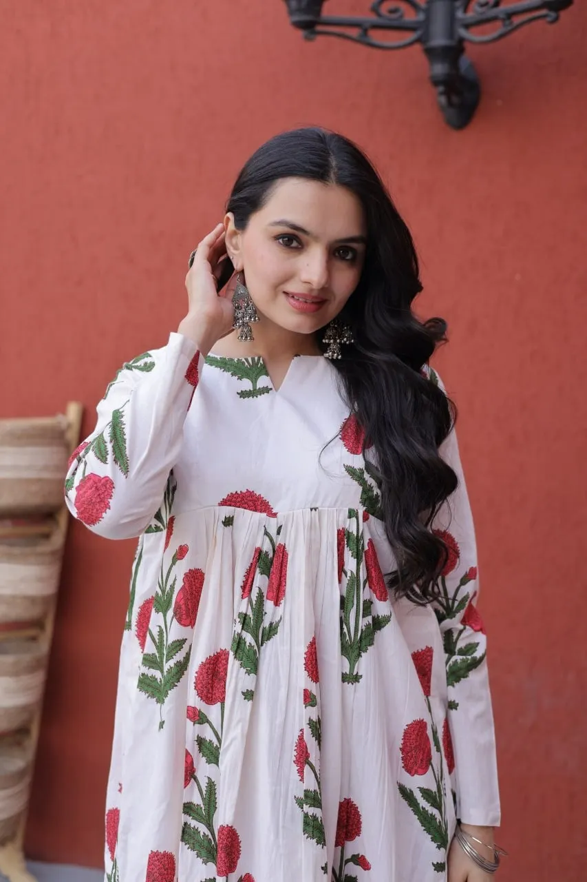 Office Wear Cotton Kurti Bottom Set