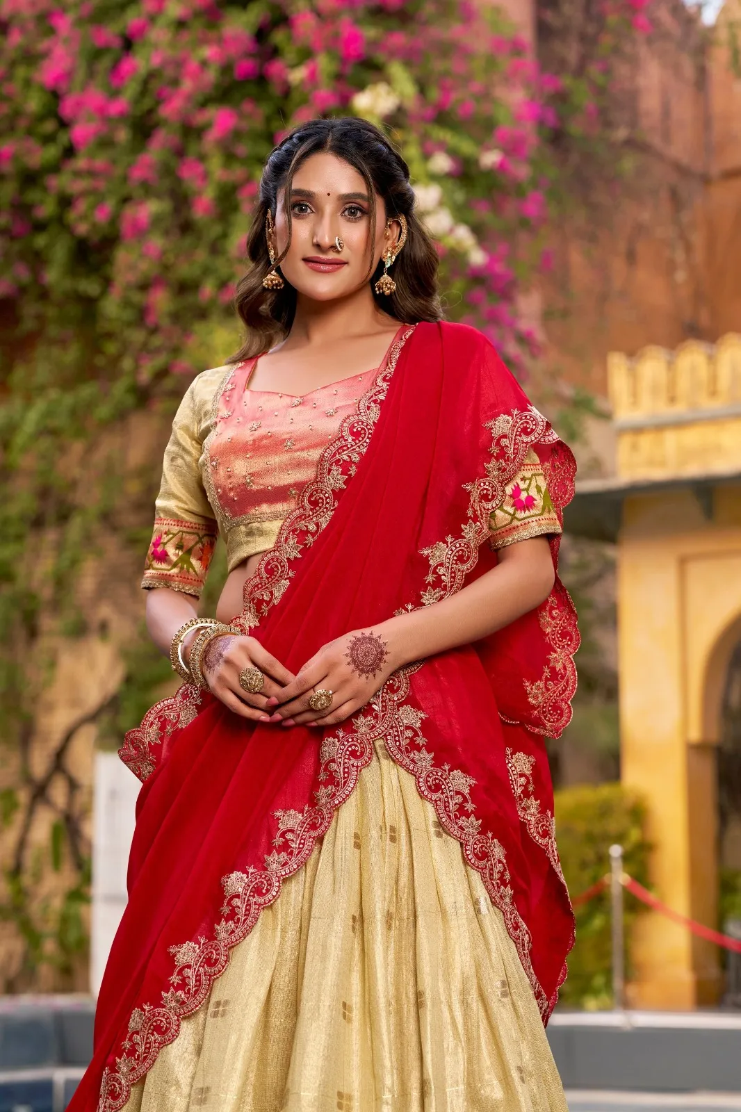 Patel Yellow Paithani Silk Lehenga for Haldi