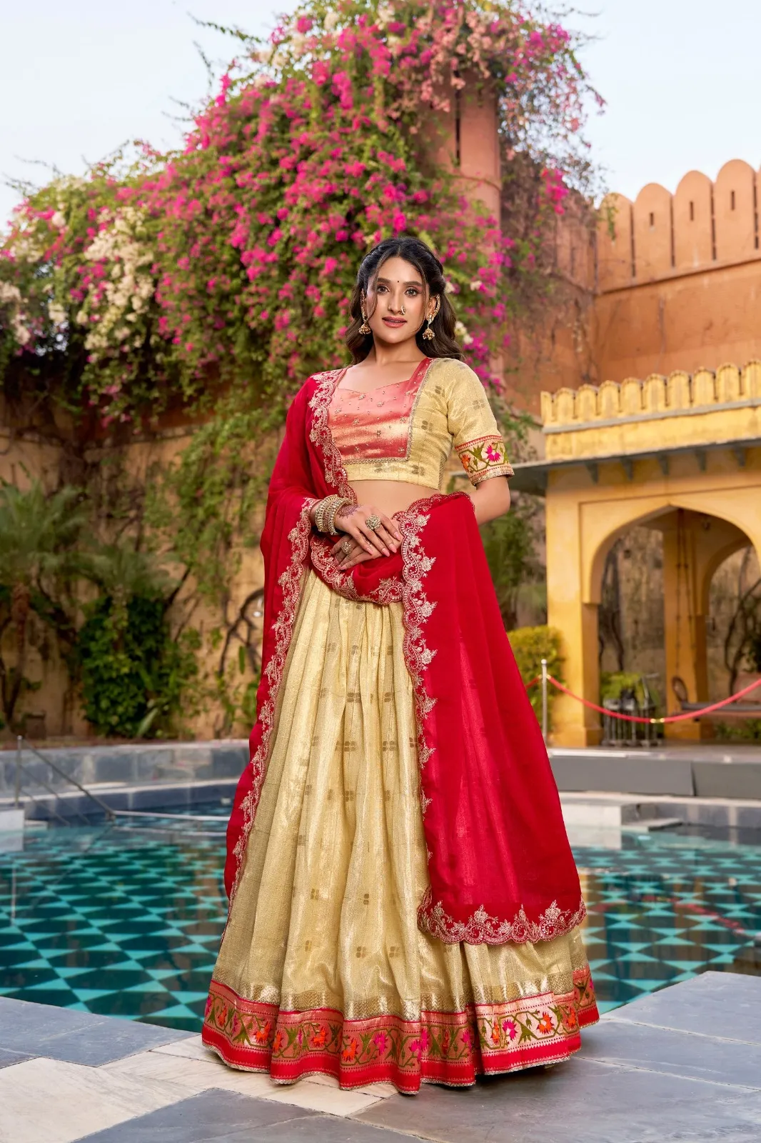 Patel Yellow Paithani Silk Lehenga for Haldi