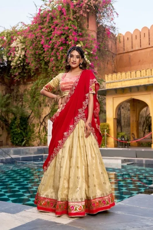 Patel Yellow Paithani Silk Lehenga for Haldi