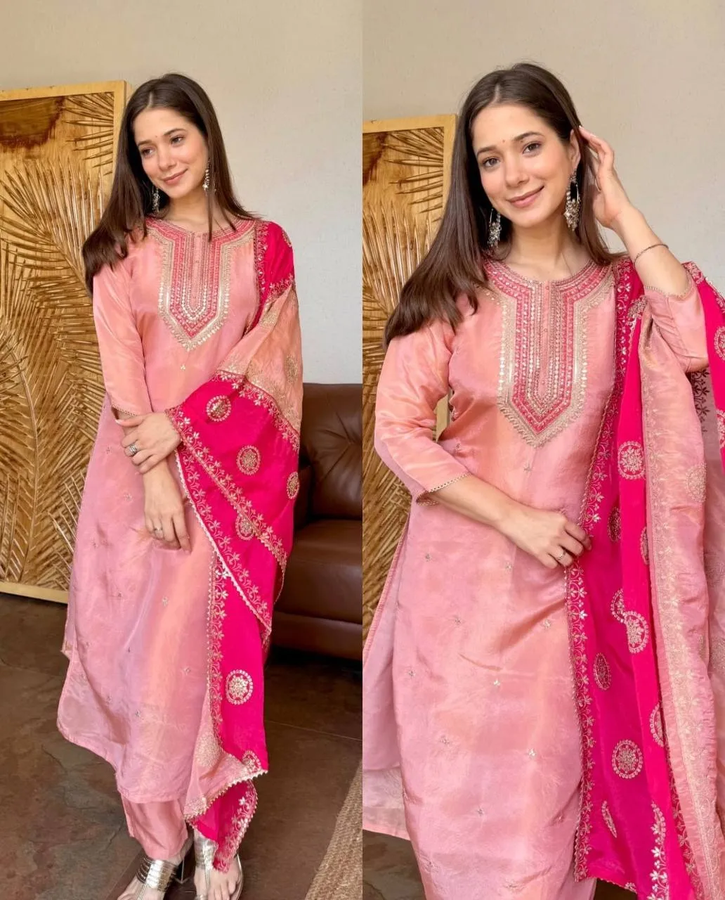Pink Fendy Silk Embroidery Joda