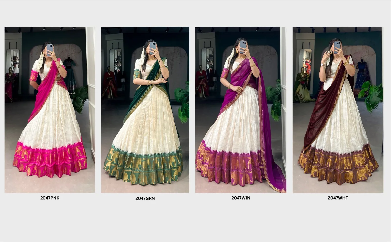 Pink Half Saree Kalyani Pattu Lehenga