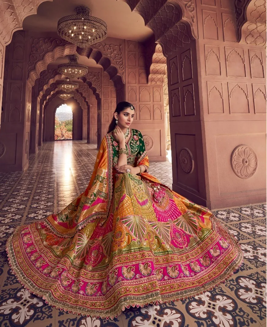 Premium Banarasi Silk Bridal Lehenga Blouse