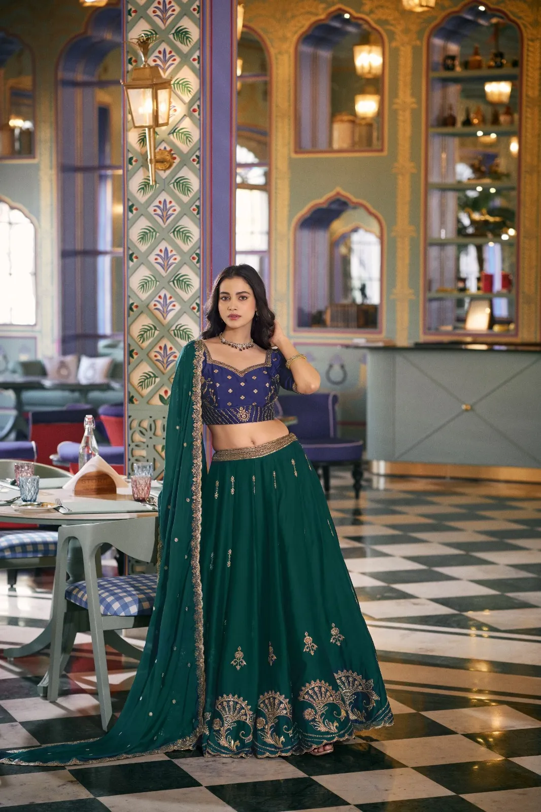 Premium Green Bridesmaid Lehenga Choli Set