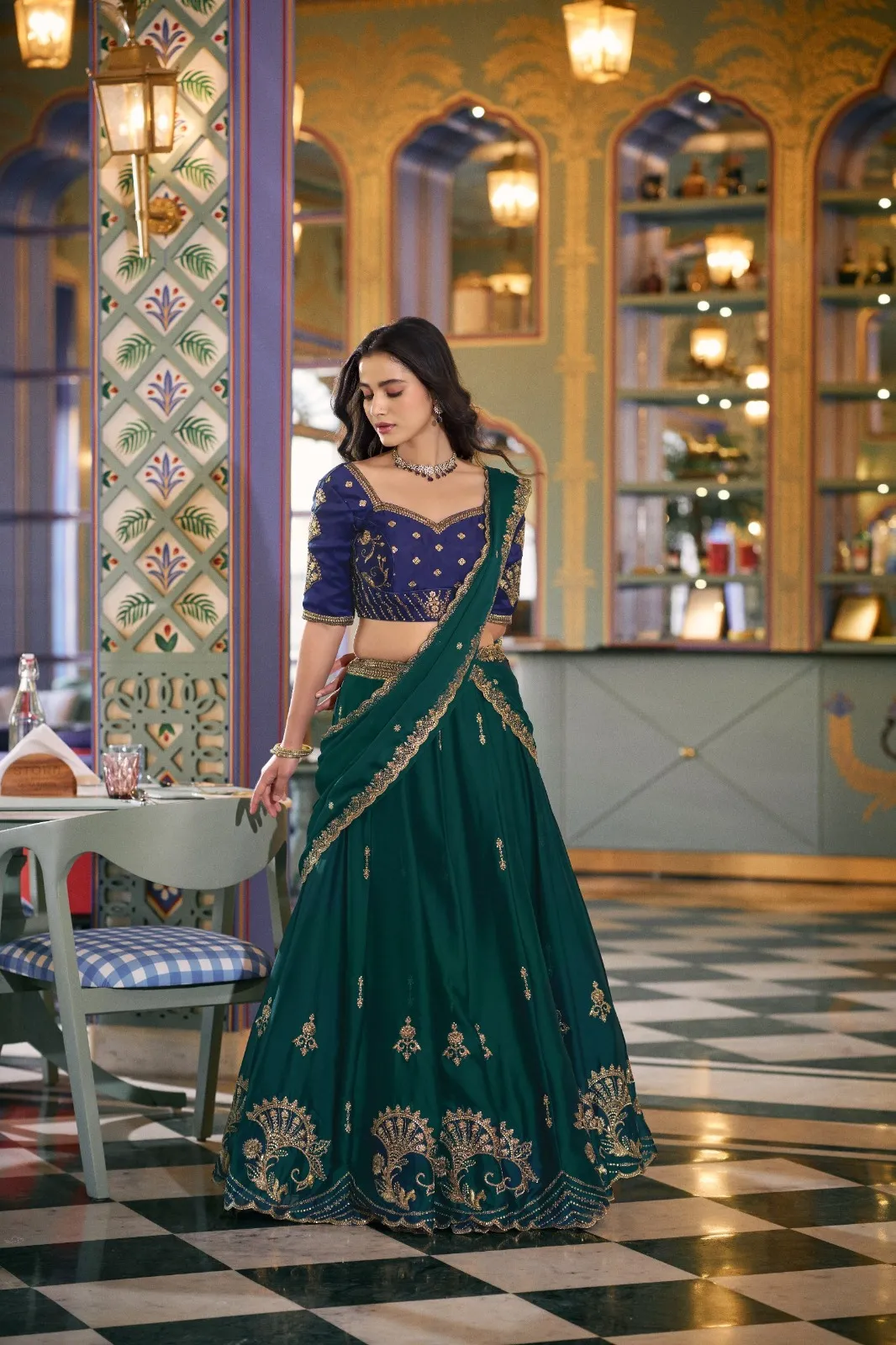 Premium Green Bridesmaid Lehenga Choli Set
