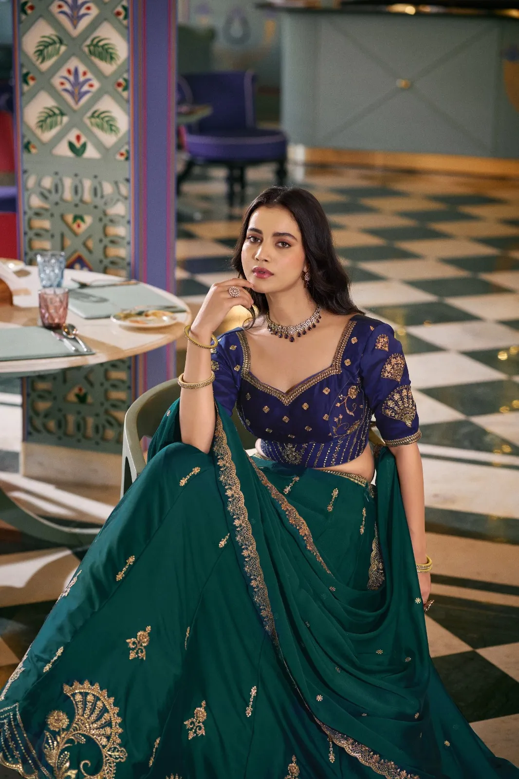 Premium Green Bridesmaid Lehenga Choli Set