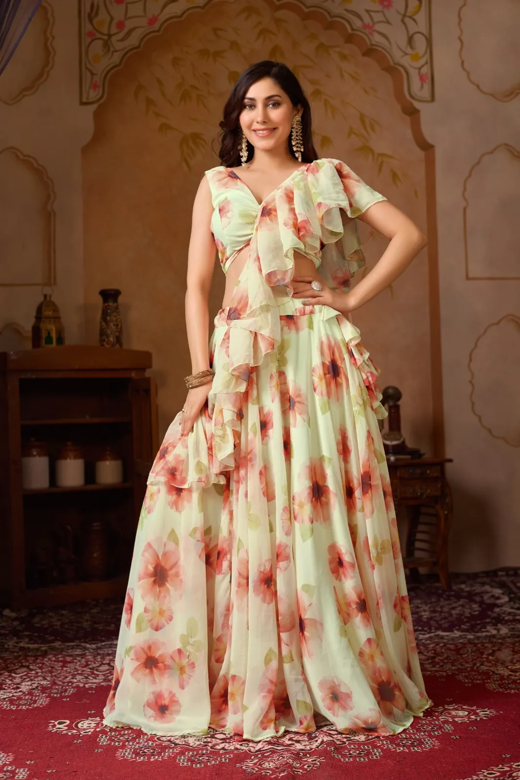Printed Lehenga with Fancy Stitched Blouse