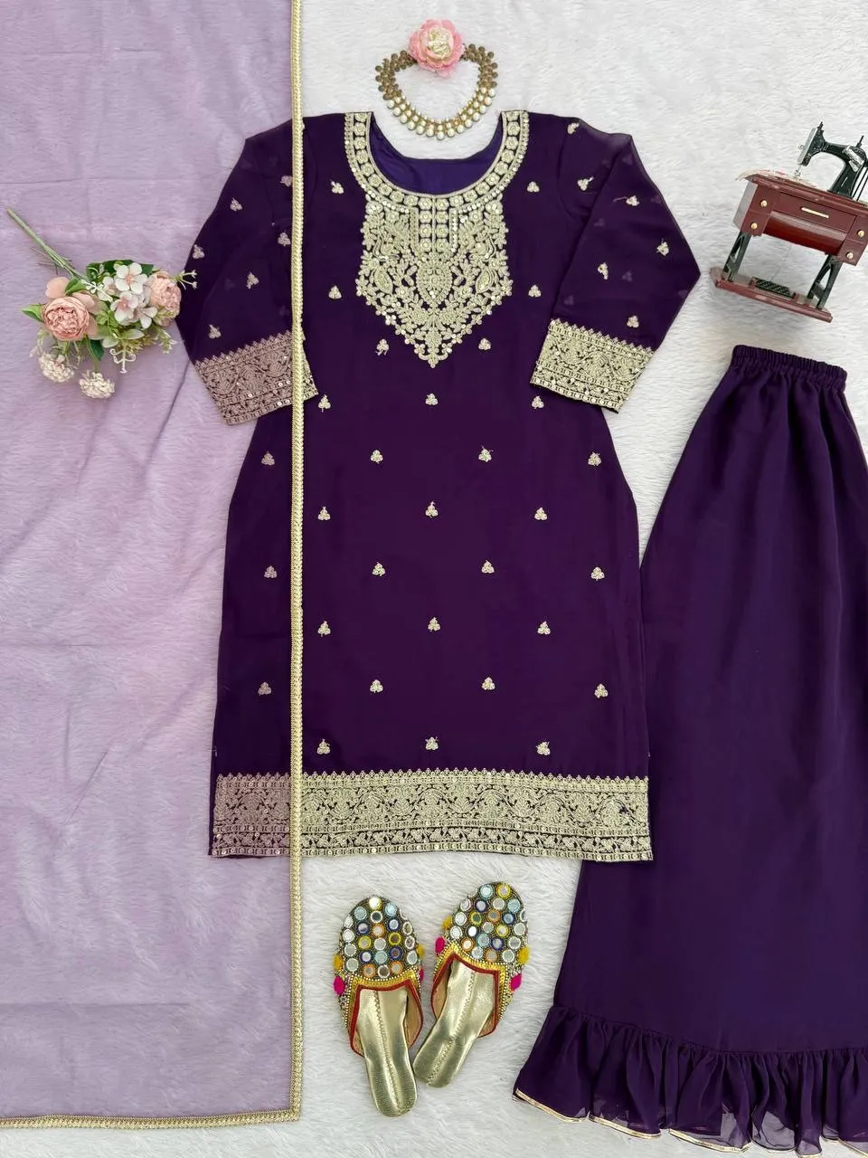 Purple Plazzo Salwar with New Pattern for Wedding
