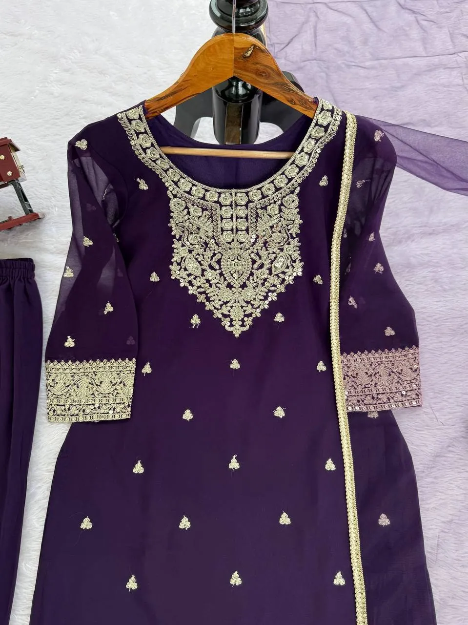Purple Plazzo Salwar with New Pattern for Wedding