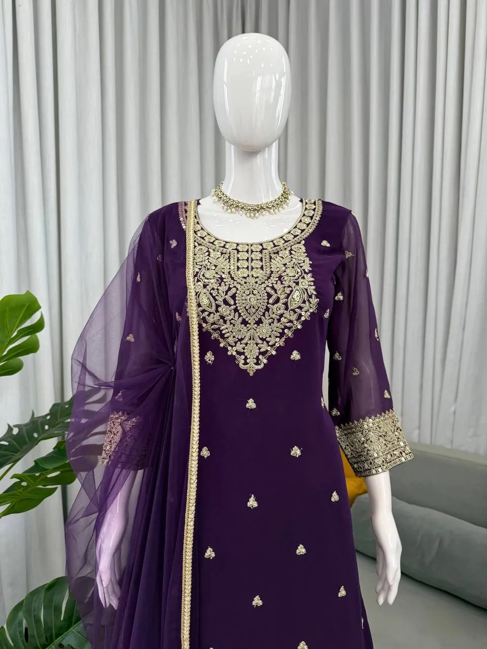 Purple Plazzo Salwar with New Pattern for Wedding