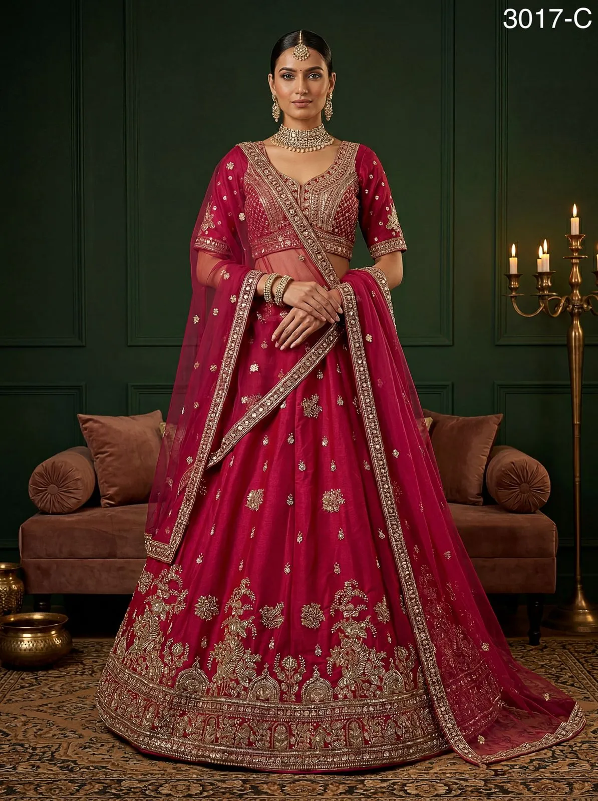 Rani Color Gadhwal Silk Bridal Lehenga Choli