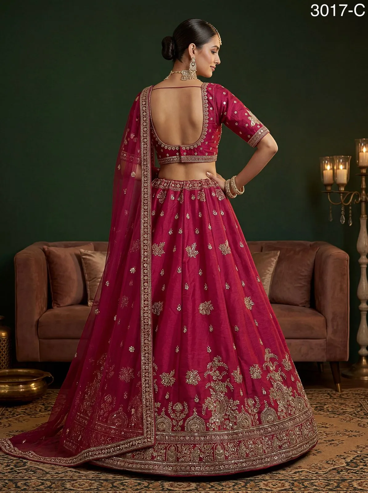 Rani Color Gadhwal Silk Bridal Lehenga Choli