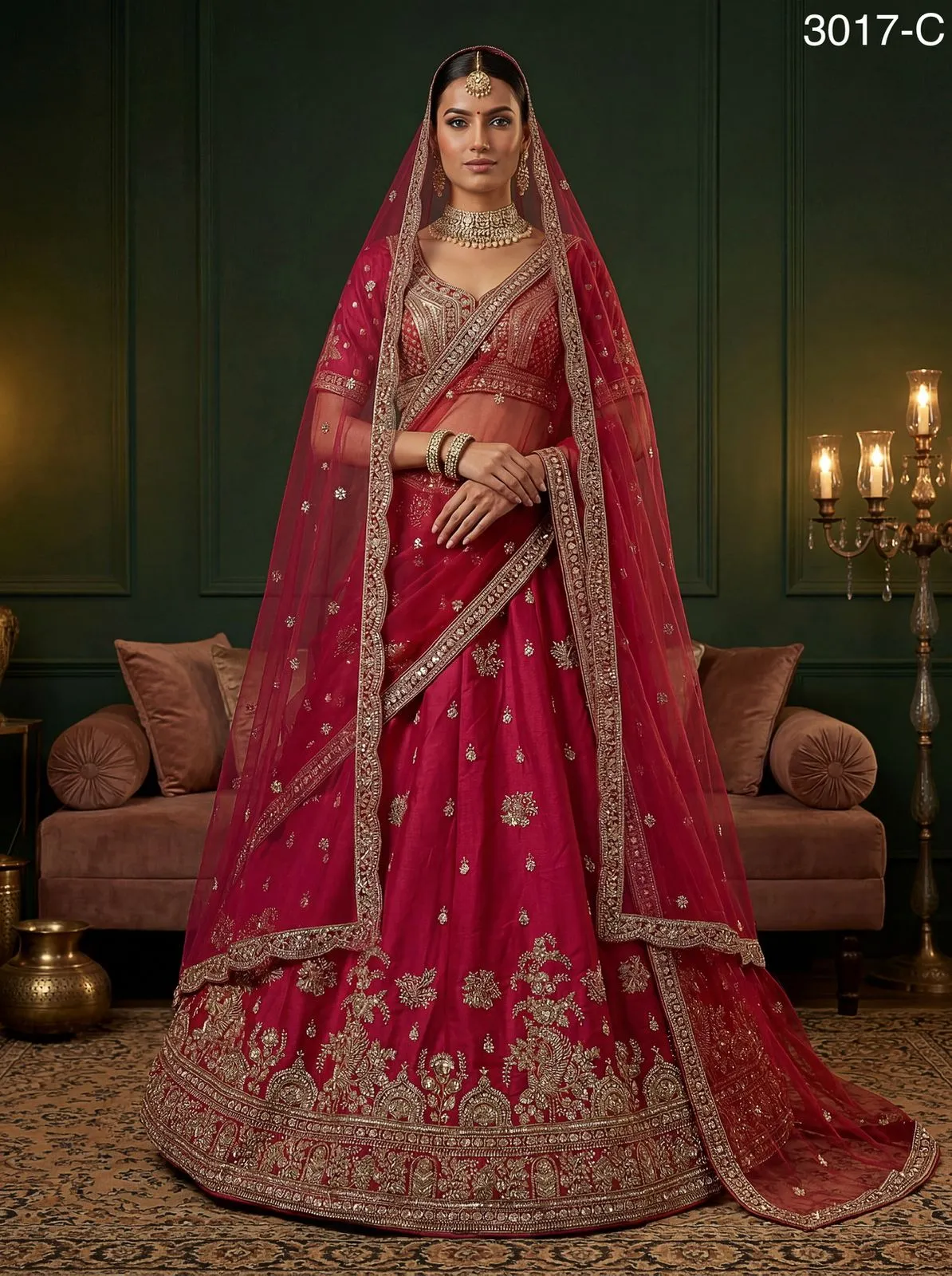Rani Color Gadhwal Silk Bridal Lehenga Choli