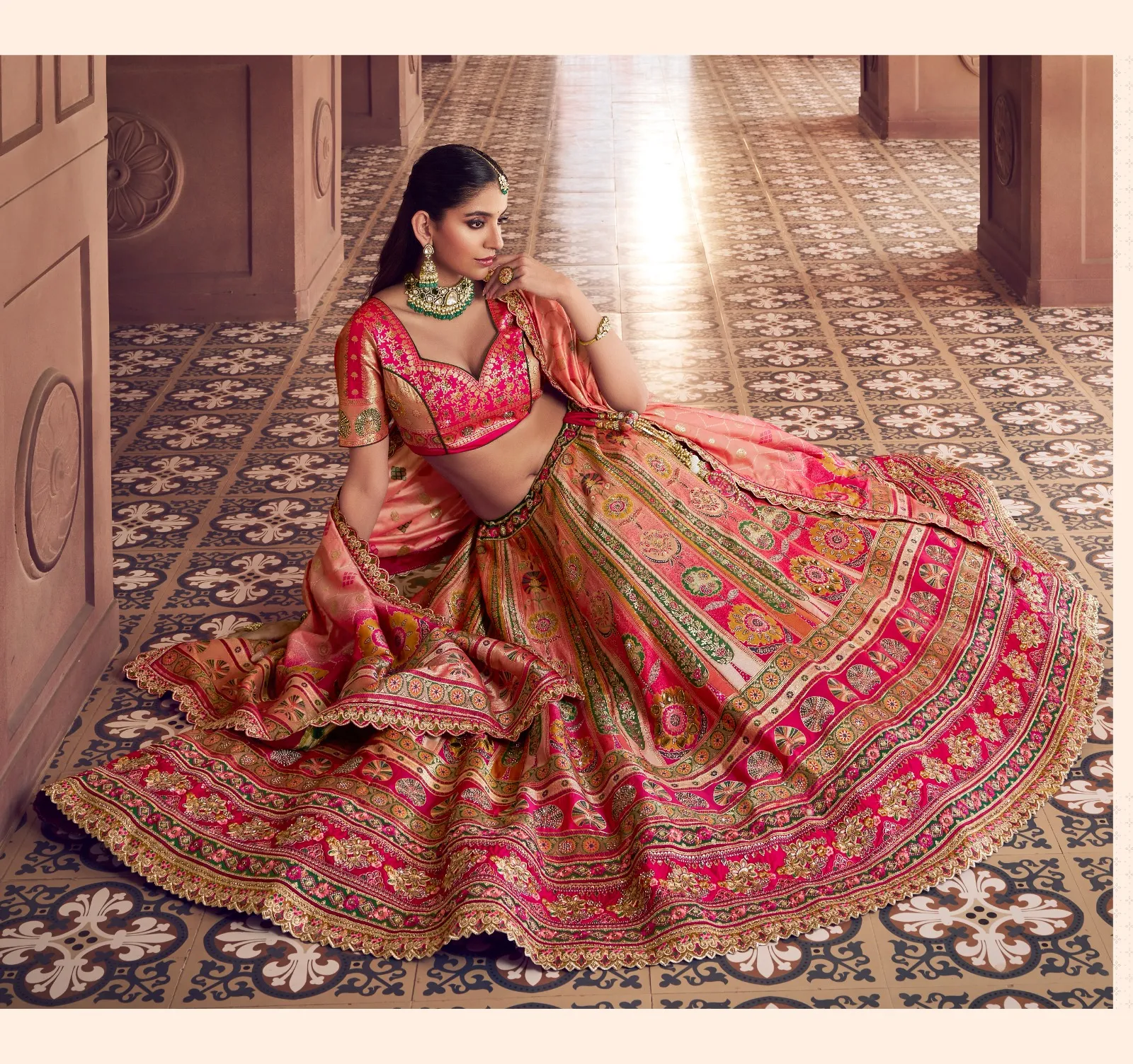 Rani Color Silk Bridesmaid Lehenga Blouse