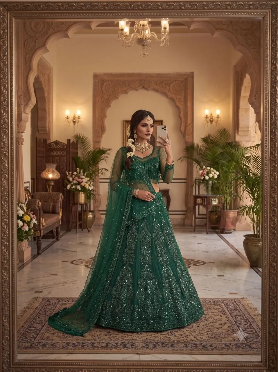 Rashmika Mandana Inspired Green Lehenga Choli