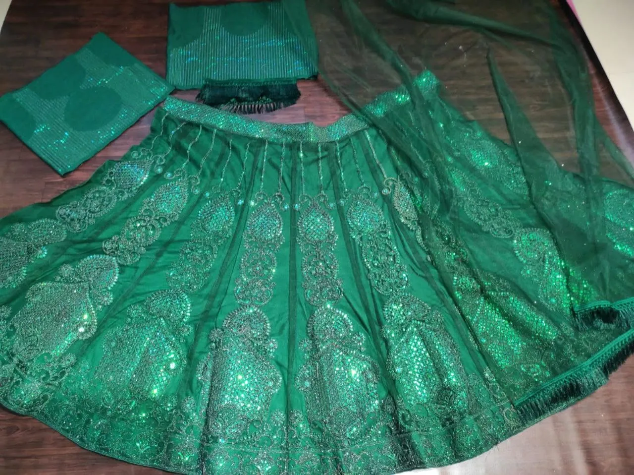 Rashmika Mandana Inspired Green Lehenga Choli