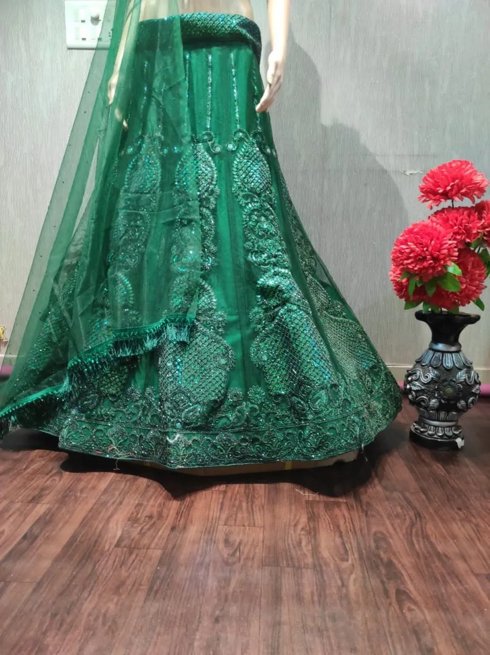 Rashmika Mandana Inspired Green Lehenga Choli