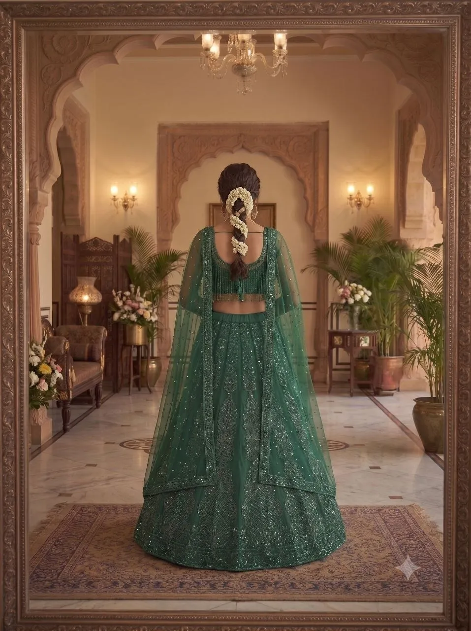Rashmika Mandana Inspired Green Lehenga Choli
