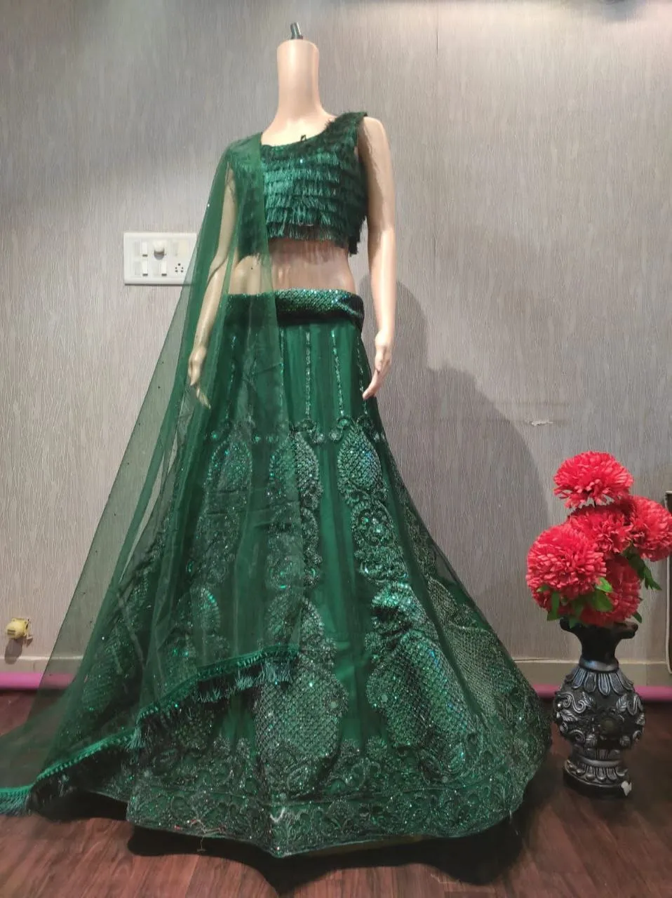 Rashmika Mandana Inspired Green Lehenga Choli