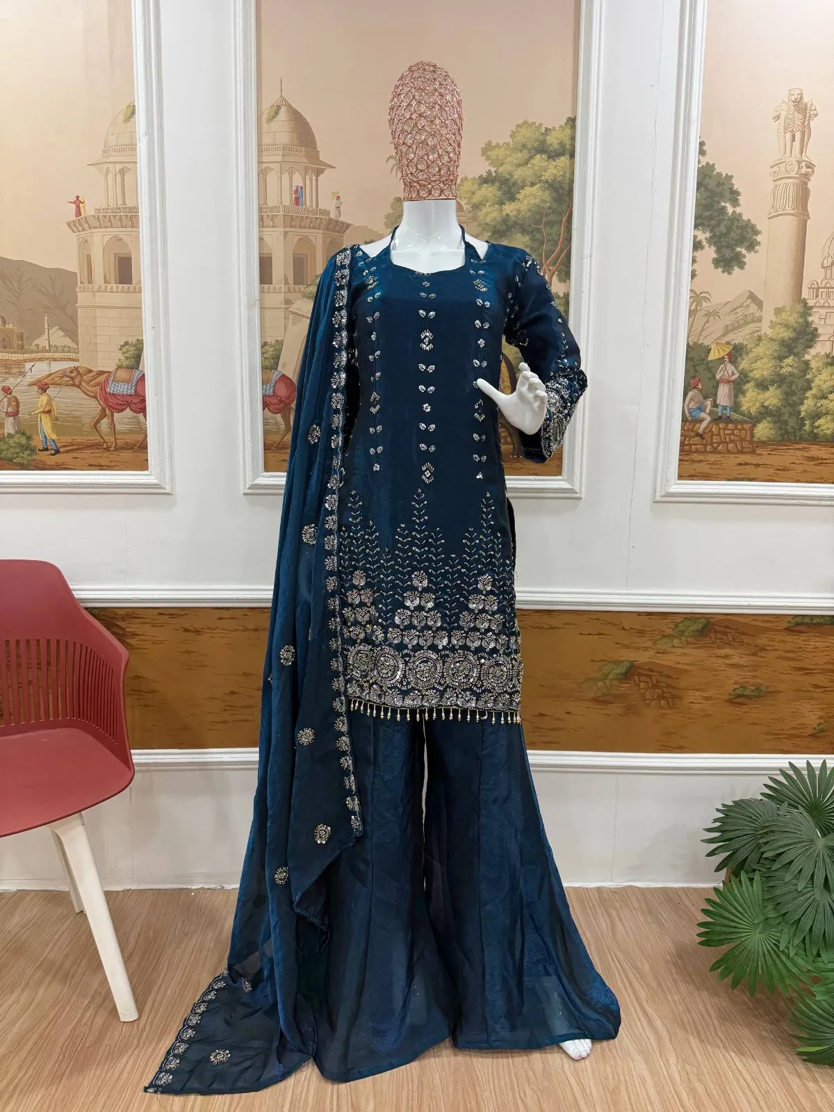 Royal Blue Sharara Salwar Suit for Women