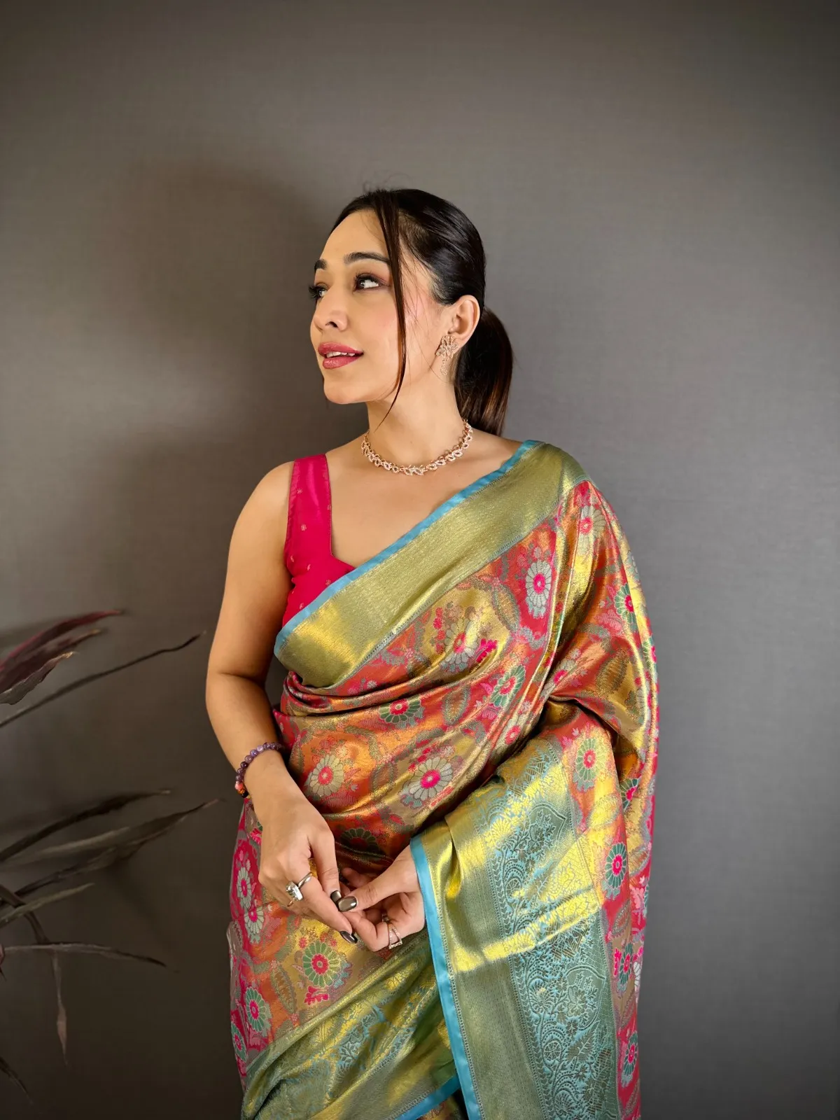 Rust Color Kanjivaram Semi Silk Saree with Rich Zari Border and Woven Pallu for Wedding Wear