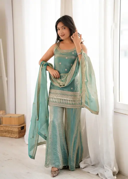 Sea Green Bell Bottom Dress for Wedding