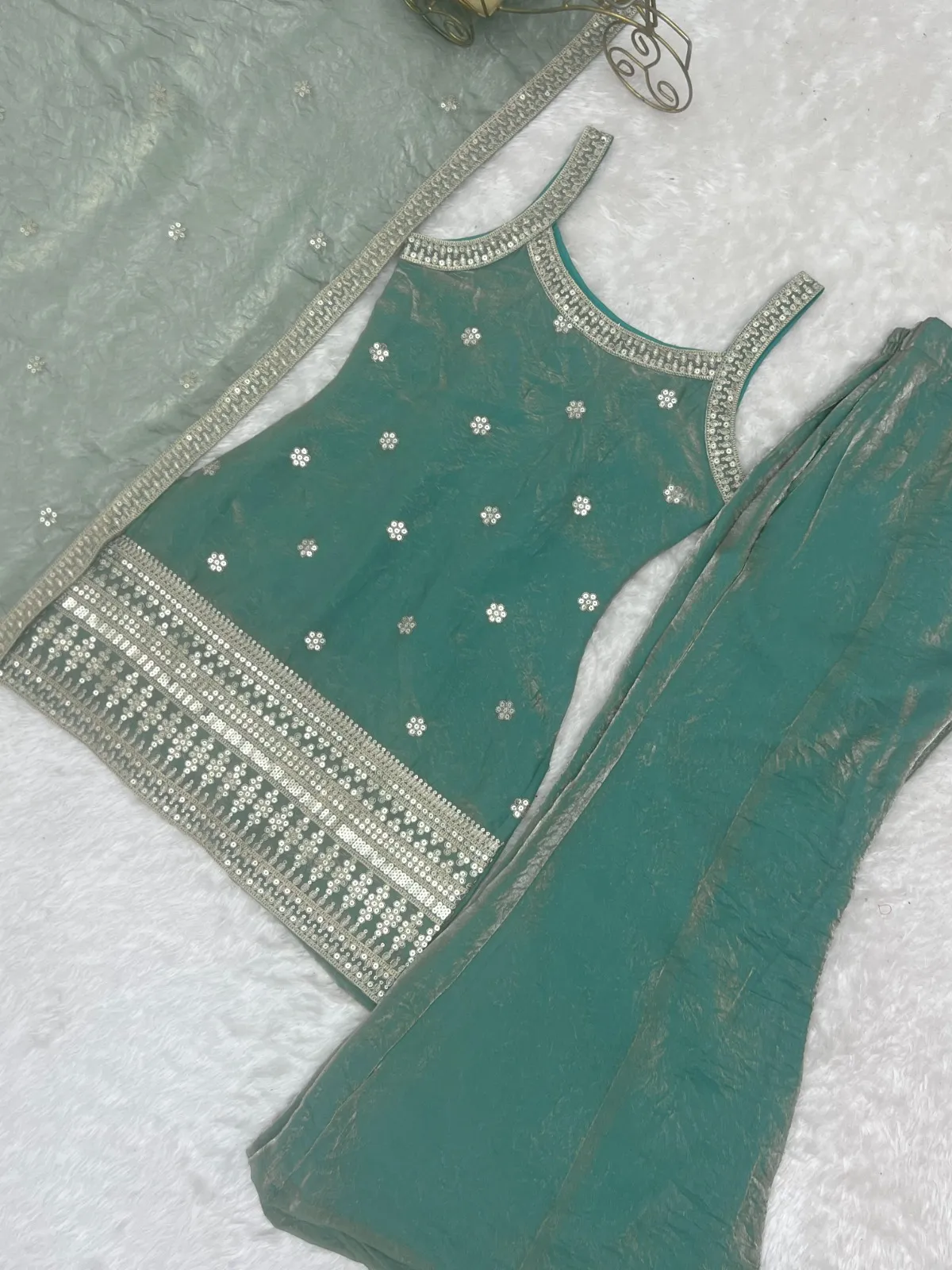 Sea Green Bell Bottom Dress for Wedding
