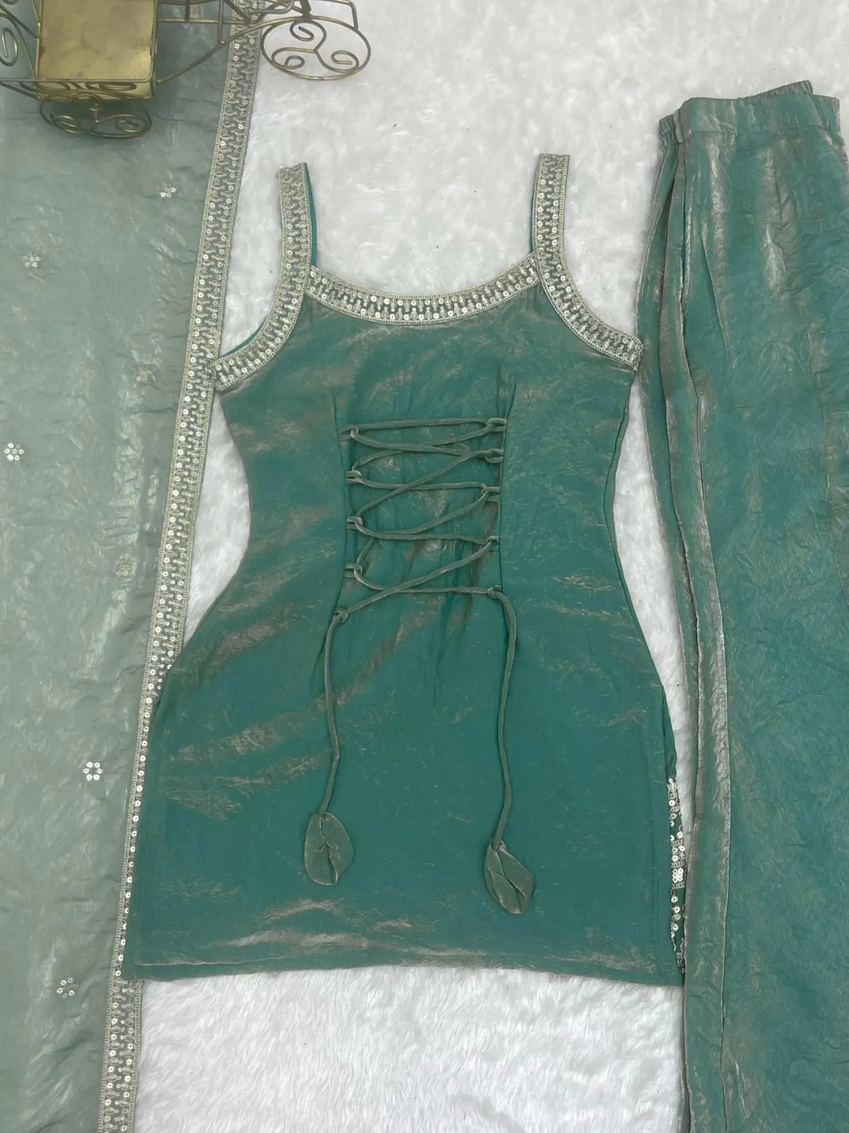 Sea Green Bell Bottom Dress for Wedding