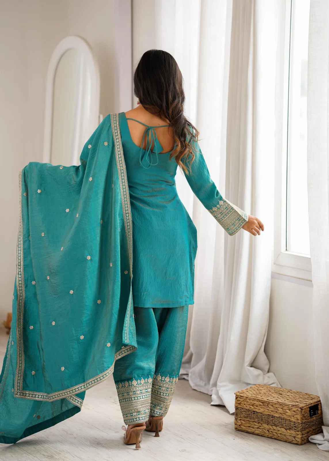 Sea Green Farsi Salwar for Wedding and Festive