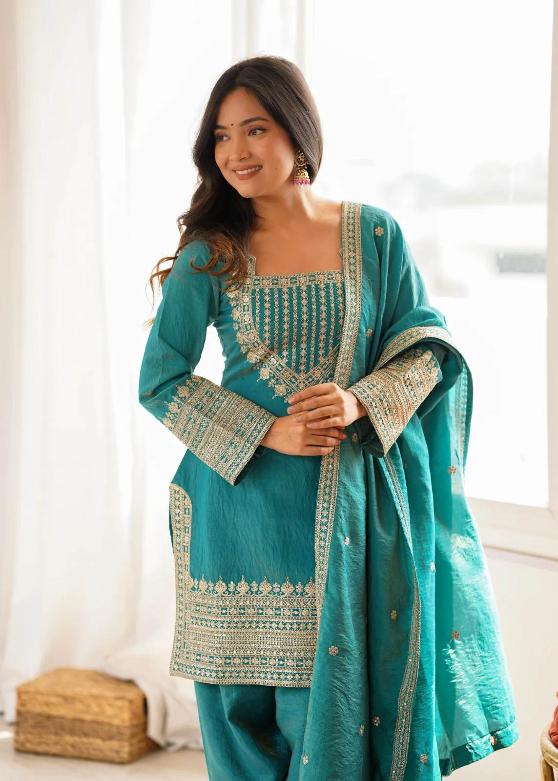 Sea Green Farsi Salwar for Wedding and Festive