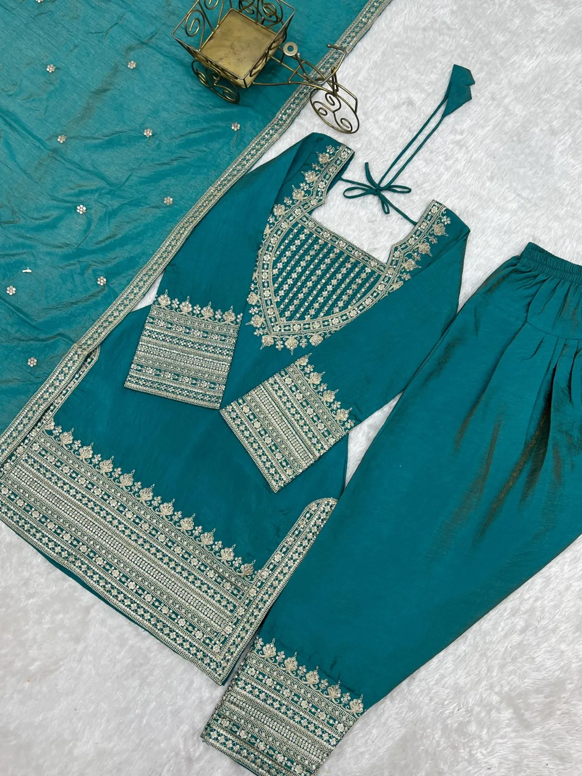 Sea Green Farsi Salwar for Wedding and Festive