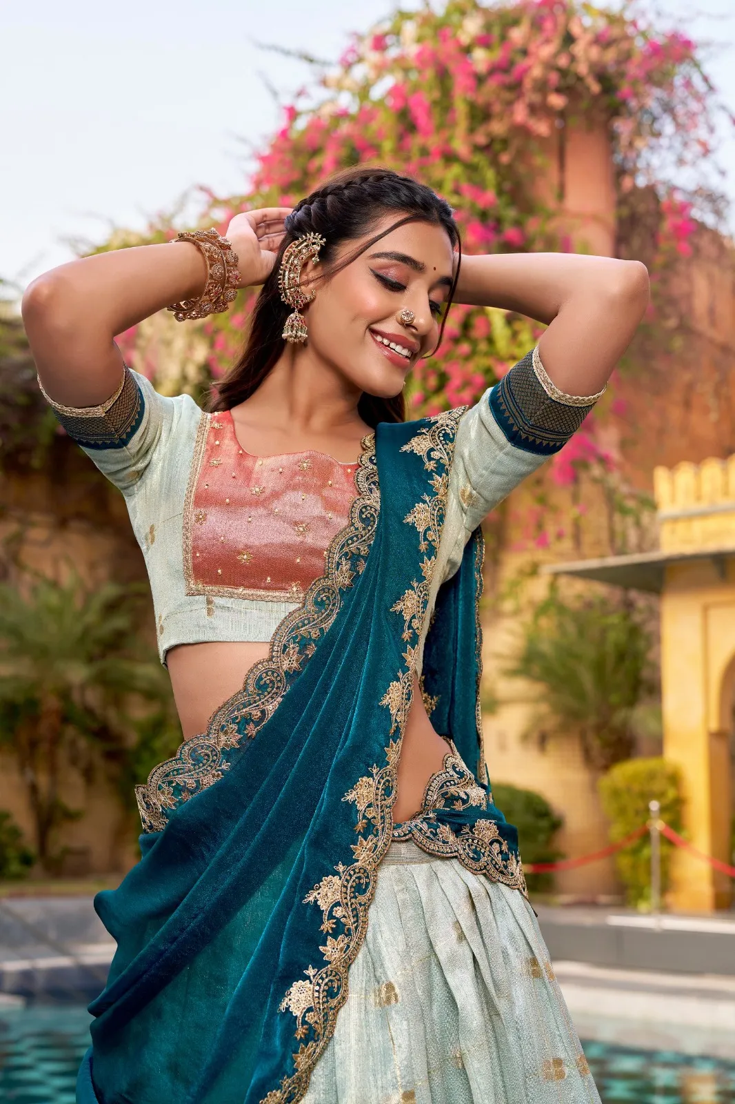 Sky Blue Paithani Silk Lehenga