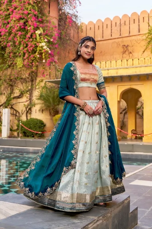 Sky Blue Paithani Silk Lehenga