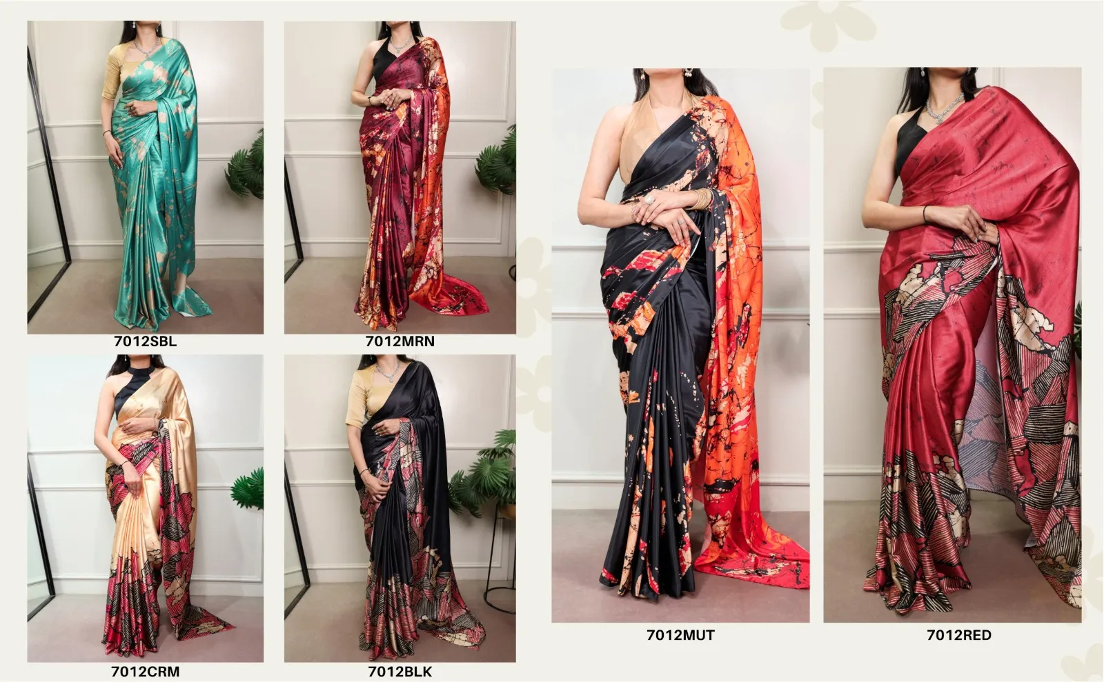 Sky Blue Satin Printed Saree