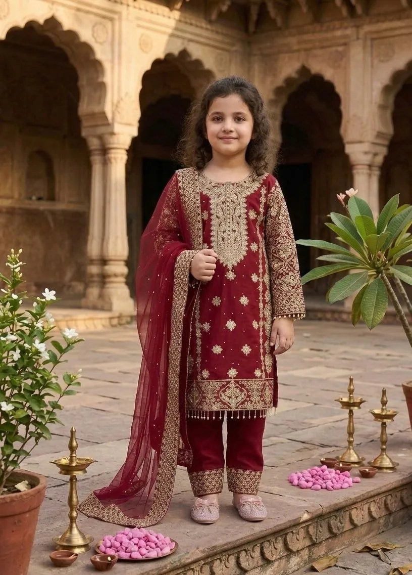 Small Kids Wear Pakistani Straight Suit