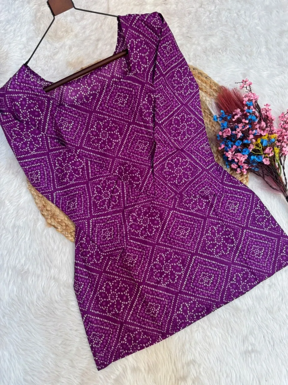 Summer Wear Bandhej Printed kurti with Bottom