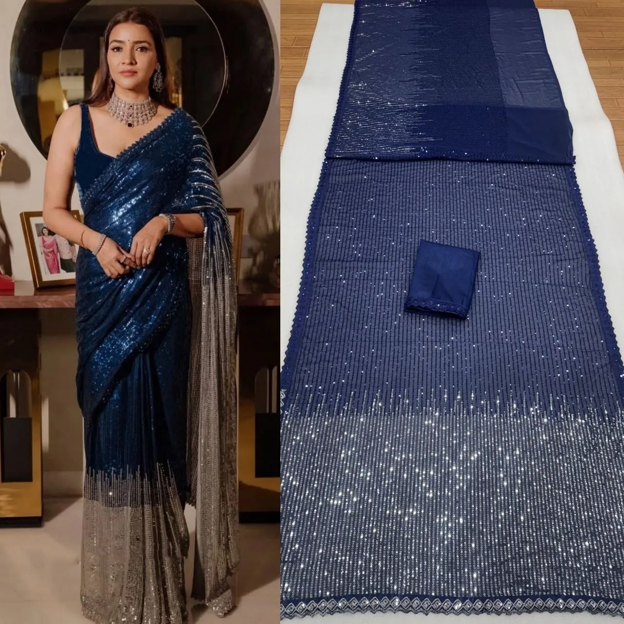 Trisha Krishnan Inspired Sequence Saree