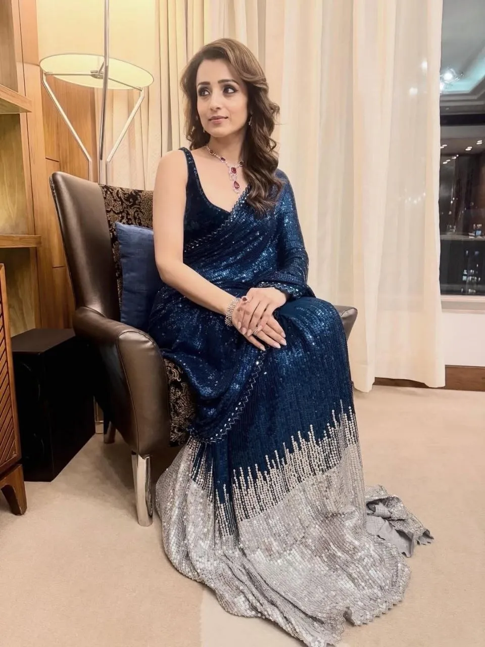 Trisha Krishnan Inspired Sequence Saree