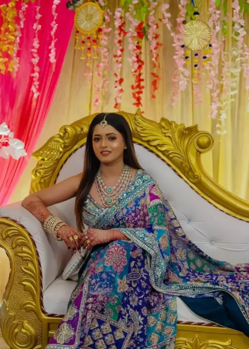 Vishakha Dhaman inspired multi color saree with embroidery and mirror work for wedding and festive wear