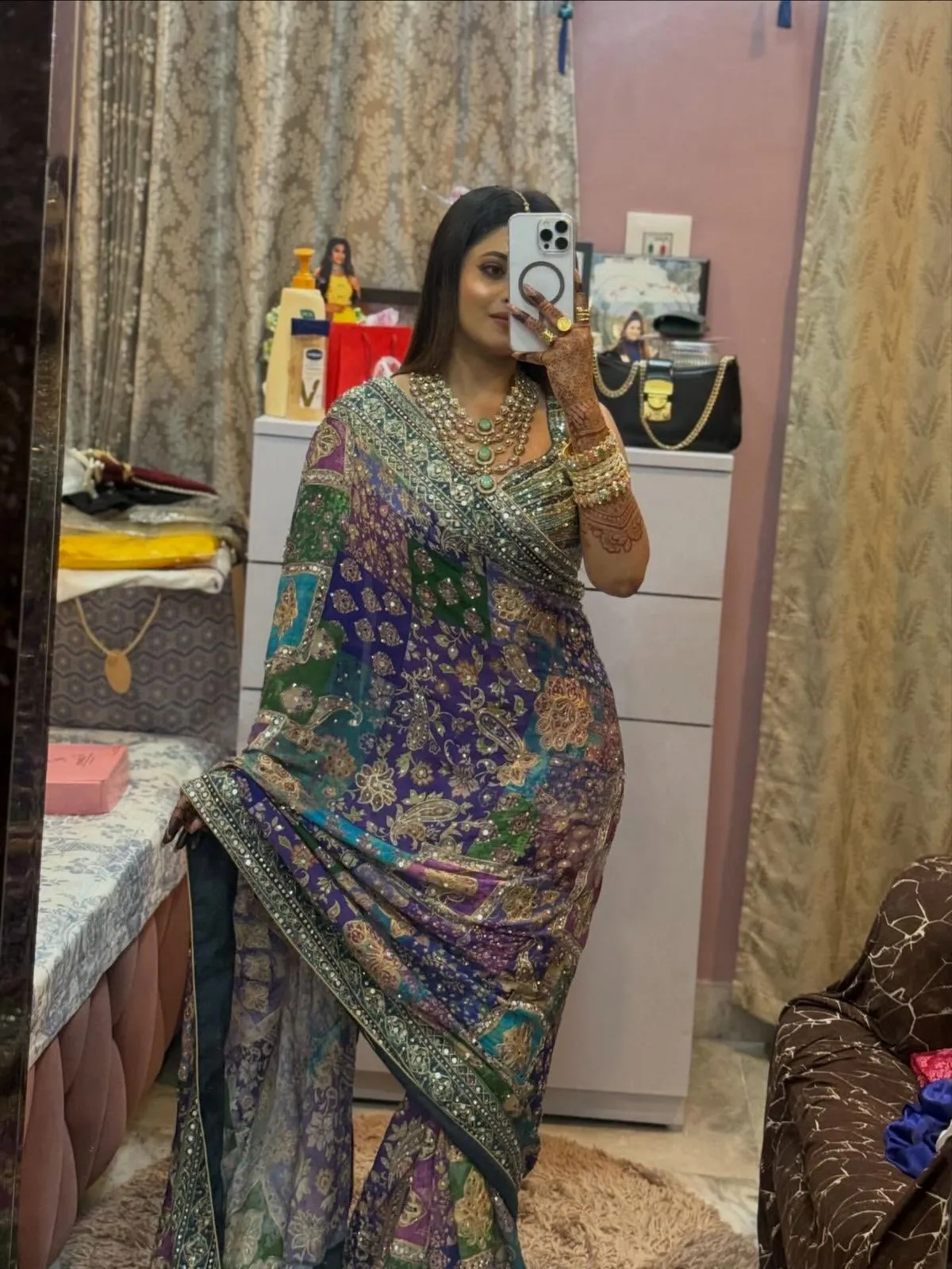 Vishakha Dhaman Inspired Multi Color Saree