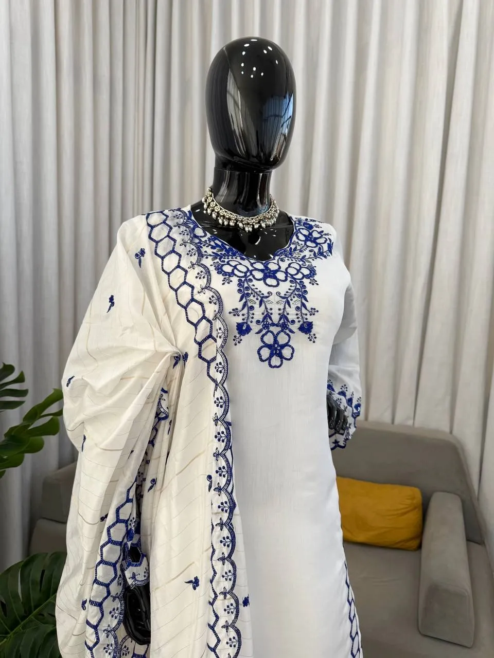 White Color Pakistani Cut Work Salwar Suit
