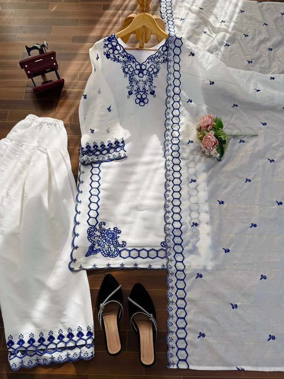 White Color Pakistani Cut Work Salwar Suit