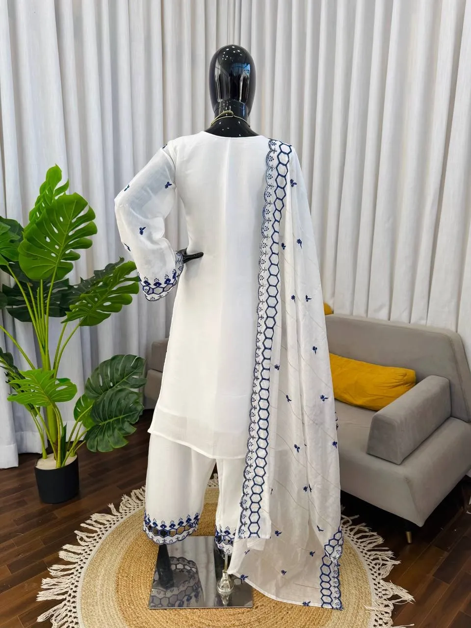 White Color Pakistani Cut Work Salwar Suit