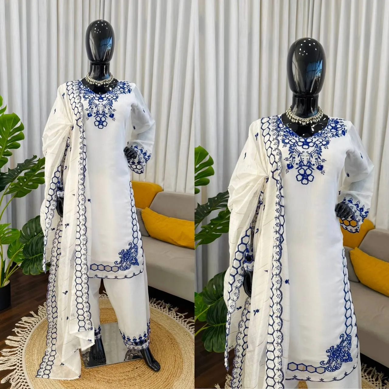 White Color Pakistani Cut Work Salwar Suit