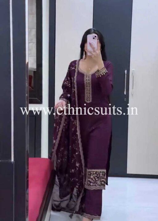 3 piece Purple Kurti Set