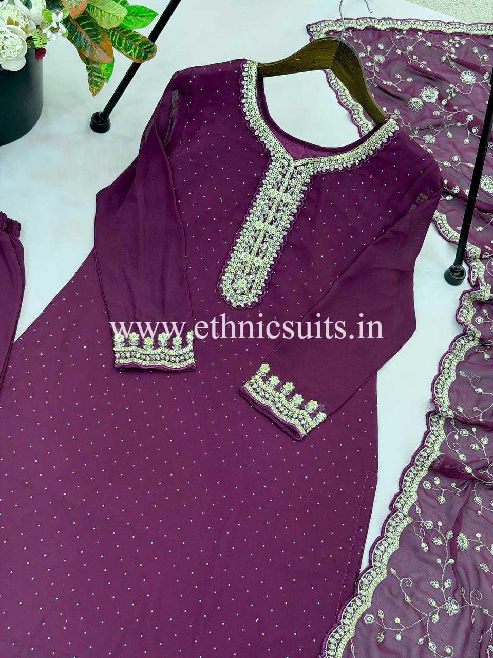 3 piece Purple Kurti Set