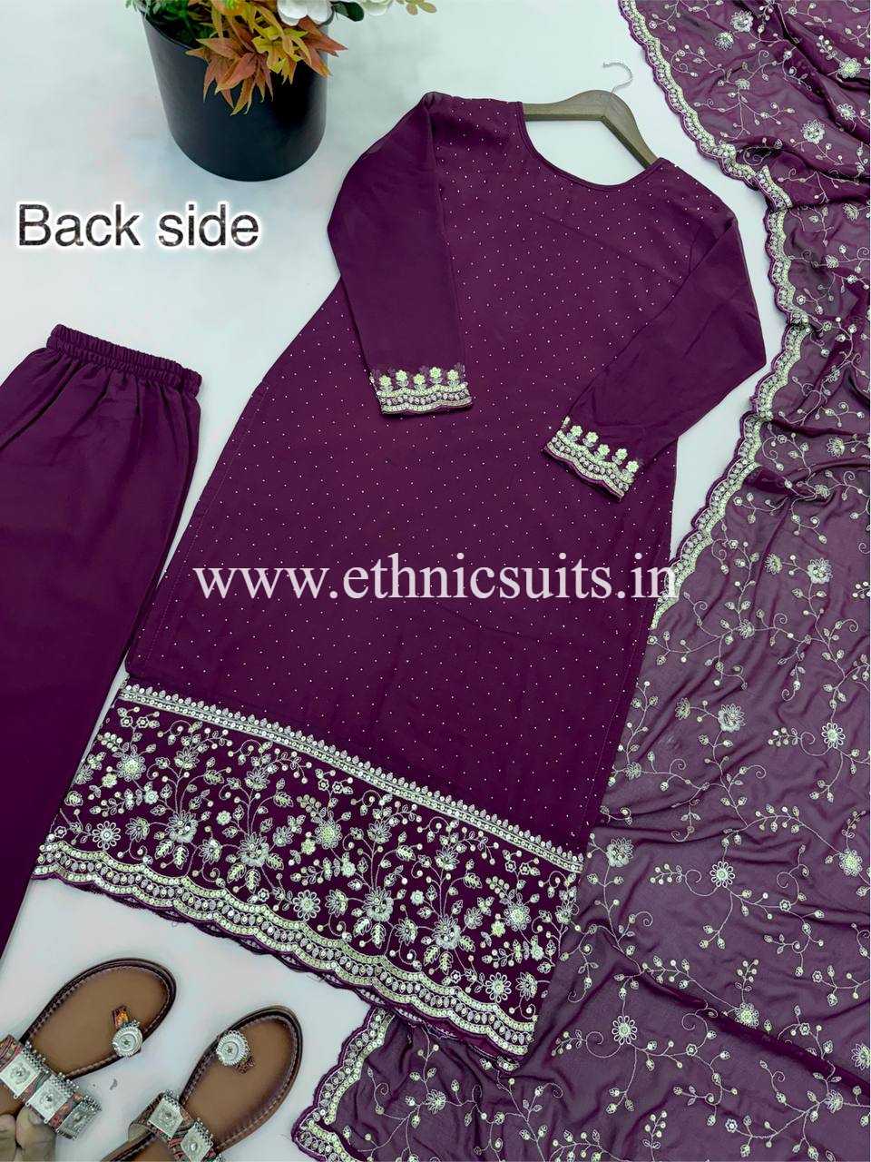3 piece Purple Kurti Set